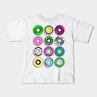 retro skate wheels on yellow Kids T-Shirt